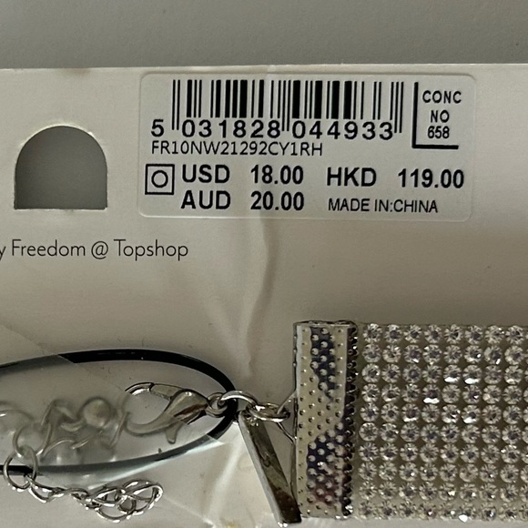 Topshop Freedom Silver Rhinestone Choker Necklace - NWT - Picture 4 of 9